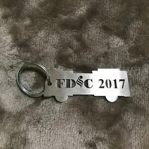 FDIC 2017 Firetruck Engion Silver Keychain‎